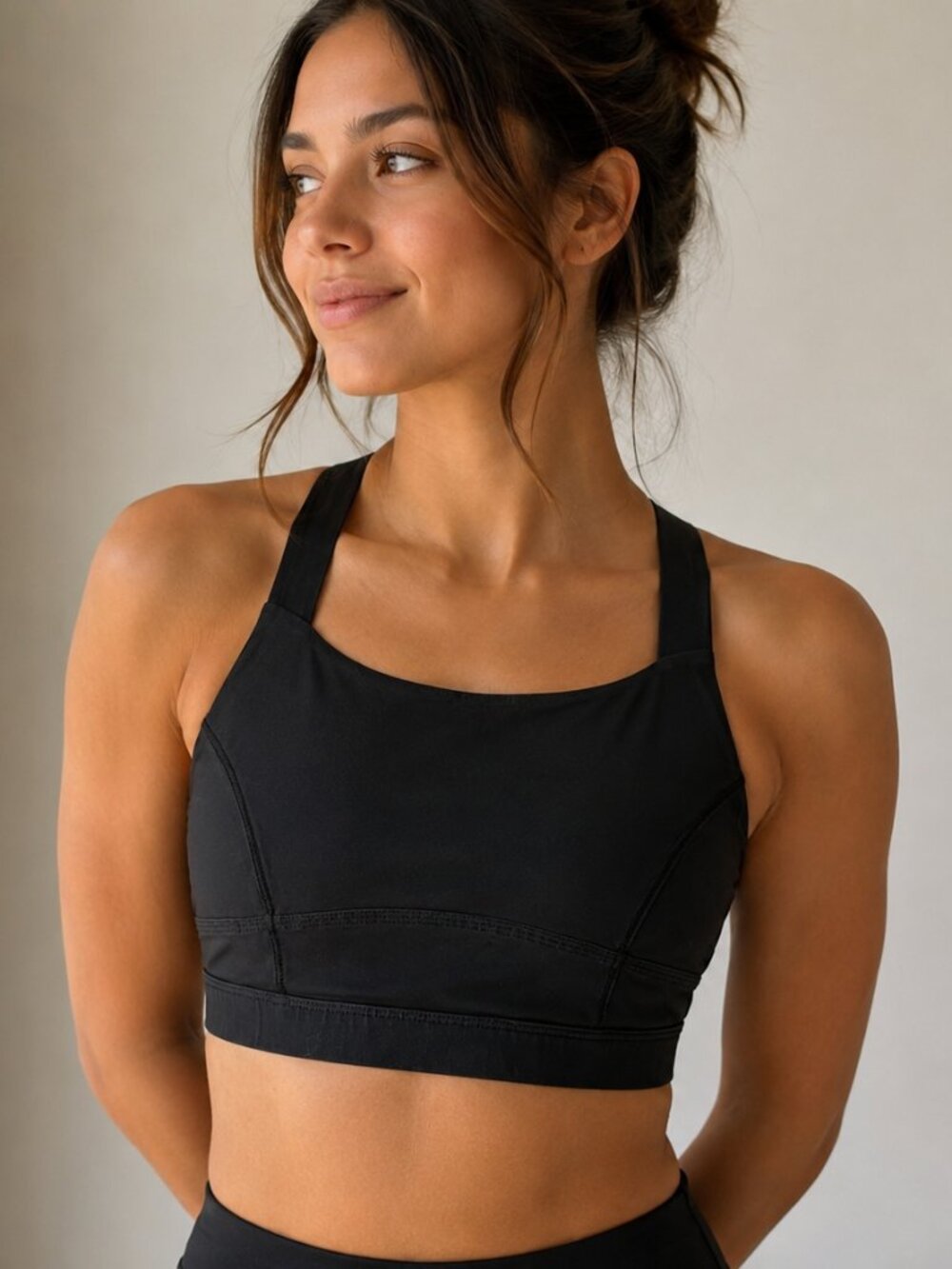 Lululemon Black Dot Sports Bra Size 8 Medium Support Athletic
